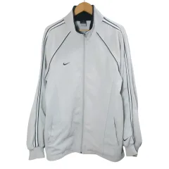 ナイキ NIKE トラックジャケット ジャージ ジップアップ DRI-FIT スポーツウェア スウッシュ ロゴ刺繡 スタンドカラー L ライトグレー /X