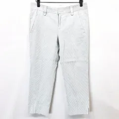 【中古】[印象AB] COMME CA DU MODE コムサデモード クレープパンツ レディース 9 ブルー系 キュプラ裏地 テーパード フロントホックにスプリング付き(少し伸び縮みする構造) 若干薄手 ストライプ センターライン 裾スリットのサムネイル