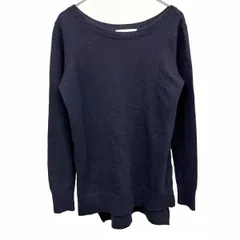 古着 ユニクロ|イネスドラフレサンジュ 薄手 ニット セーター ロングテール 無地 長袖 プルオーバー カシミヤ100% L ネイビー 紺 レディース