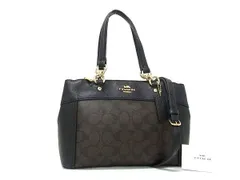 COACH コーチ ハンドバッグ シグネチャー F26139 ブラック ブラウン PVC レザー レディース 2WAY ゴールド金具