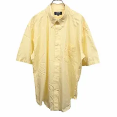 古着 チャップス ラルフローレン CHAPS RALPH LAUREN ボタンダウンシャツ ストライプ 半袖 胸ポケット 綿100% LL XL 2L イエロー 黄 メンズ