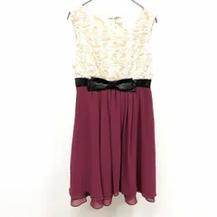 【中古】[印象AB] apres jour アプレジュール ノースリーブワンピース レディース M ワインレッド 赤系×ベージュ ポリ100% シフォンスカート 花柄 裏地付きのサムネイル
