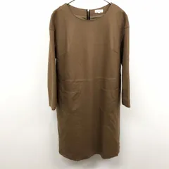 【中古】[印象AB] MACKINTOSH PHILOSOPHY マッキントッシュフィロソフィー ワンピース レディース 38 杢茶系 ウール100% 若干薄手 裏地付き 背中ファスナー 丸首 無地 長袖(7分袖？)のサムネイル