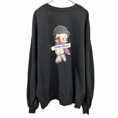 【中古】[印象AB] BETTY BOOP ベティーブープ スウェットシャツ / トレーナー レディース M ブラック 黒 綿100% 裏毛 背中プリント 長袖 ビッグシルエット 丸首