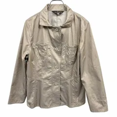 【中古】[印象AB] EVEX by KRIZIA エヴェックスバイクリツィア シャツジャケット レディース 42 ダークベージュ 綿×ポリ 裏地無し 同色ストライプ ボタン留め 7分袖 袖口スリットのサムネイル