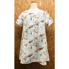 【中古】[印象B] ScoLar スカラー レディース M オフホワイトなど 綿×ナイロン Aラインワンピース 裏地付き ひざ丈 ノーカラー Uネック 総柄 イラスト 半袖のサムネイル