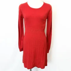 古着 ROPE PICNIC ロペピクニック 38 レディース 薄手 ニットワンピース 裏地無し ジャカードチェック レーヨン×アクリル レッドオレンジ系