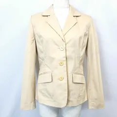 【中古】[印象AB] Eddie Bauer エディーバウアー レディース 2 ベージュ 綿×ポリウレタン テーラードジャケット ストレッチ ドット柄の背抜き裏地 長袖 服のサムネイル