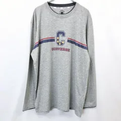 古着 コンバース オールスター CONVERSE ALL STAR Tシャツ カットソー ロゴ プリント レイヤード風 長袖 ポリ×綿 3L ヘザーグレー メンズ 男性
