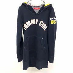 【中古】[印象B] TOMMY GIRL トミーガール プルオーバー / スウェットワンピース / チュニック / パーカー レディース S ネイビー 紺 裏毛 両面Vガゼット フード内側に星柄 後付けフード ロゴ 長袖のサムネイル