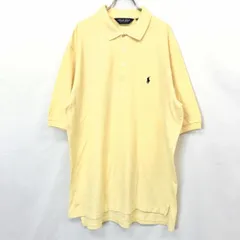 古着 ポロゴルフ ラルフローレン POLO GOLF RALPH LAUREN ポロシャツ カットソー ビッグポロ 鹿の子 半袖 綿100% XL イエロー 黄色 メンズ