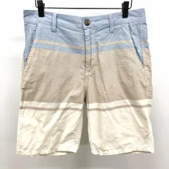 【中古】[印象B] ELEMENT エレメント テーパードショーツ / ショートパンツ / ハーフパンツ メンズ 30 ブルー×ブラウン×オフホワイト 綿100% ジップフライ 若干薄手 マイクロボーダーのサムネイル