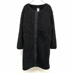 【中古】[印象AB] TIGORA ティゴラ ボアコート レディース M ブラック 黒 ポリ100% 表地のボア部分にざらつきは無くサラサラとした手触り ノーカラー 裏起毛 ドットボタン×ダブルジップ 無地 ジップポケット 長袖のサムネイル
