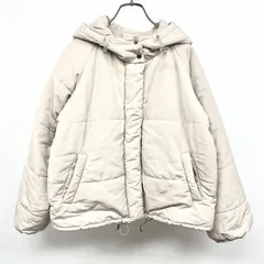 【中古】[印象AB] オリーブデオリーブ OLIVE des OLIVE 中綿 パデッドジャケット パーカー ラグラン 長袖 ポリ100% F ライトグレーベージュ系 レディース