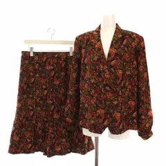 バンベール VINVERT セットアップ 上下 ジャケット 花柄 スカート ひざ丈 大きいサイズ 17BR ブラウン 緑 /YM