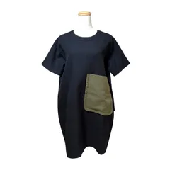 106 TARO HORIUCHI ワンピース サイズ2 ネイビー カーキポケット 半袖 コクーン バイカラー 日本製 タロウホリウチ レディース Dress Navy Size2のサムネイル