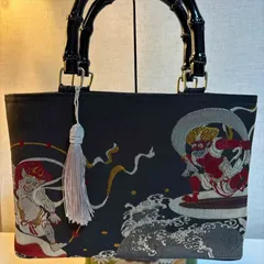 帯リメイクバッグ　風神雷神　小ぶりバッグ　　　織美桐(おりびと)