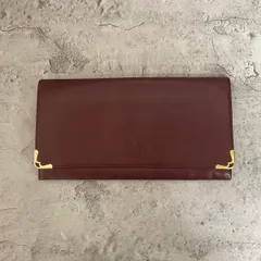 美品　Cartier カルティエ　クラッチバッグ　マストライン　ゴールド金具　ロゴ型押し　レザー　ボルドー　赤