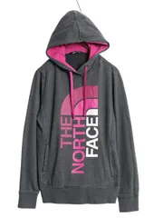 【お得なクーポン配布中!】 ノースフェイス プリント スウェット フード パーカー レディース L / アウトドア プルオーバー トレーナー 裏起毛 ツートン グレー ピンク