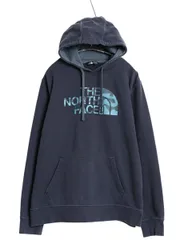 【お得なクーポン配布中!】 ノースフェイス 迷彩 ロゴ プリント スウェット フード パーカー メンズ L アウトドア プルオーバー トレーナー 裏起毛 ツートン 迷彩柄 紺