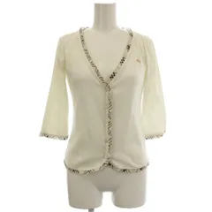 バーバリーブルーレーベル BURBERRY BLUE LABEL カーディガン チェック柄 フリル 長袖 38 白 ホワイト FF554-307-02 /☆G