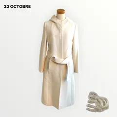 22OCTOBRE：フードロングコート ラビットファー付