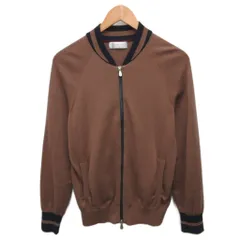 ブルネロクチネリ BRUNELLO CUCINELLI ニットブルゾン ジャケット ダブルジップ ラグラン コットン バイカラー 46 茶 ブラウン 黒 ブラックのサムネイル