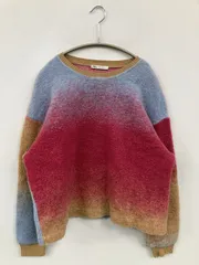 ZARA ザラ ニット/セーター USA S レッド 裏起毛 無地 ミドル丈 長袖 クルーネック(丸首)