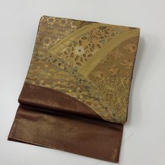 No.3326 正絹染色家(斉藤三才)金彩箔袋帯 美品 - メルカリ