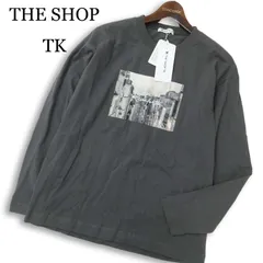 【新品 未使用】 THE SHOP TK タケオキクチ 通年★ 長袖 フォトプリント ロンTシャツ Sz.S メンズ 灰 グレー