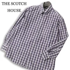 THE SCOTCH HOUSE スコッチハウス 通年★ ロゴ刺繍 長袖 チェック柄 シャツ Sz.M メンズ