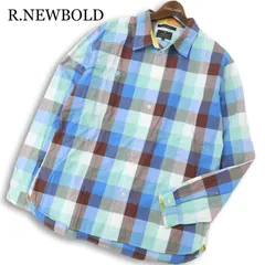R.NEWBOLD ポールスミス 通年★ 長袖 チェック ロゴ刺繍 シャツ Sz.XL メンズ 大きいサイズ