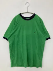 NAUTICA ノーティカ Tシャツ/カットソー M グリーン 無地 ワンポイント ミドル丈 半袖 クルーネック(丸首)