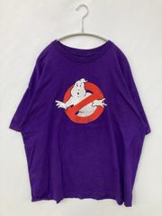 GHOSTBUSTERS 고스트 버스터즈 T셔츠/컷소우 XL 퍼플 전면 프린트 브랜드 로고 미들 길이 반소매 크루넥(원목)