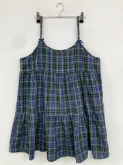 kutir クティール キャミソール F グリーン チェック柄 リボン カップなし