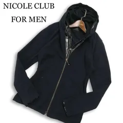 NICOLE CLUB FOR MEN ニコルクラブ フォーメン 通年★ メタリック レイヤード風 ジップ スリム パーカー Sz.48 メンズ 黒のサムネイル
