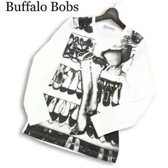 Buffalo Bobs バッファローボブス 通年★ 長袖 Vネック フォトプリント ロングTシャツカットソー 日本製 Sz.1 メンズ 白のサムネイル