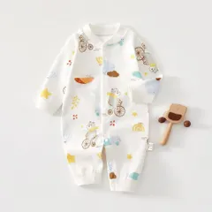 ☆ クマ ☆ 80cm ☆ ロンパース 長袖 ベビー コットン ベビー ロンパース 長袖 前開き カバーオール 長袖ロンパース オールインワン ベビーオール 綿100％ コットン 男の子 女の子 かわいい おしゃれ 春 秋 冬 春秋 秋冬 赤ちゃん ベビー服