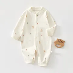 ☆ ウサギ×クマ ☆ 73cm ☆ ロンパース 長袖 ベビー コットン ベビー ロンパース 長袖 前開き カバーオール 長袖ロンパース オールインワン ベビーオール コットン 綿100％ 女の子 男の子 かわいい おしゃれ 春 秋 冬 春秋 秋冬 赤ちゃん