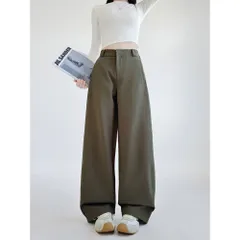 ☆ ダークグリーン×ロング ☆ L ☆ ワイドパンツ スーツパンツ レディース オールシーズン 美脚 ワイドパンツ ロングパンツ レディース パンツ 長ズボン ズボン カジュアルパンツ ずぼん ボトムス ワイド カジュアル シンプル 無地 ゆったり 体型カバー