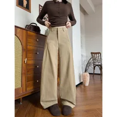 ☆ ベージュ×レギュラー ☆ XL ☆ ワイドパンツ スーツパンツ レディース オールシーズン 美脚 ワイドパンツ ロングパンツ レディース パンツ 長ズボン ズボン カジュアルパンツ ずぼん ボトムス ワイド カジュアル シンプル 無地 ゆったり 体型カバー