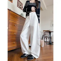 ☆ ホワイト×レギュラー ☆ XL ☆ ワイドパンツ スーツパンツ レディース オールシーズン 美脚 ワイドパンツ ロングパンツ レディース パンツ 長ズボン ズボン カジュアルパンツ ずぼん ボトムス ワイド カジュアル シンプル 無地 ゆったり 体型カバー