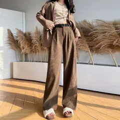 ☆ ブラウン×レギュラー ☆ L ☆ ワイドパンツ スーツパンツ レディース オールシーズン 美脚 ワイドパンツ ロングパンツ レディース ポケット パンツ 長ズボン ズボン カジュアルパンツ ずぼん ボトムス ワイド カジュアル シンプル 無地