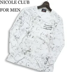 NICOLE CLUB FOR MEN ニコルクラブ フォーメン 通年★ 長袖 Vネック プリント カットソー Tシャツ Sz.S～M位 メンズ