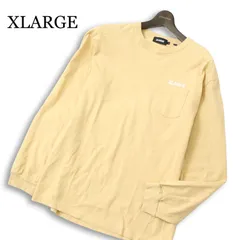 XLARGE エクストララージ 通年★ 長袖 ロゴプリント バックプリント ロゴ刺繍 ポケット付き ロンT Sz.L メンズ