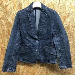 【中古】[印象B] SHIPS シップス レディース Sサイズ ネイビー 紺系 綿100% テーラードジャケット デニムジャケット メタルボタン 長袖 無地 Sのサムネイル