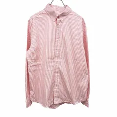 古着 オペークドットクリップ OPAQUE.CLIP シャツ 長袖 ストライプ ボタンダウン ポケット無し 綿100% コットン M ピンク ピンク×白 レディース