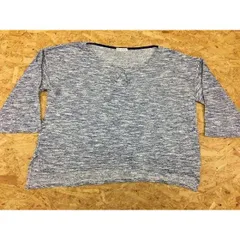 【中古】[印象B] アーヴェヴェ a.v.v Standard カットソー 半端袖 綿×アクリル×ポリエステル L ブルー×ライトブルー×ホワイト レディース