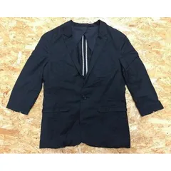 【中古】[印象B] HARE ハレ メンズ Mサイズ 黒 ブラック 綿×キュプラ テーラードジャケット S/S 薄手 背抜き 袖裏無し 1つボタン 肩パッド無し 半端袖のサムネイル