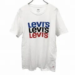 古着 リーバイス LEVI'S Tシャツ ロゴプリント 英字 文字 半袖 丸首 クルーネック カットソー 古着 綿100% S ホワイト 白×青系×赤×黒 メンズ